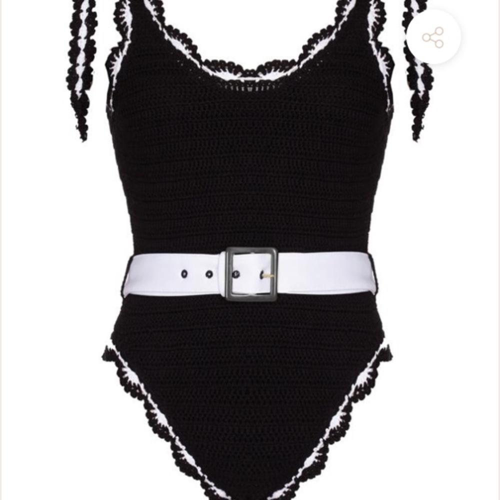 Mayio black and white crochet bathing suit
